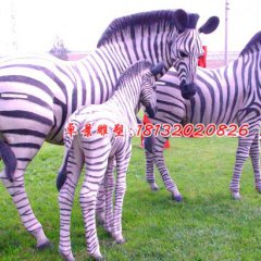 玻璃鋼動(dòng)物雕塑，仿真斑馬雕塑