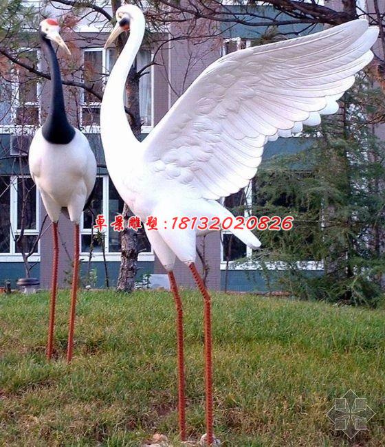 玻璃鋼動物雕塑，公園丹頂鶴雕塑