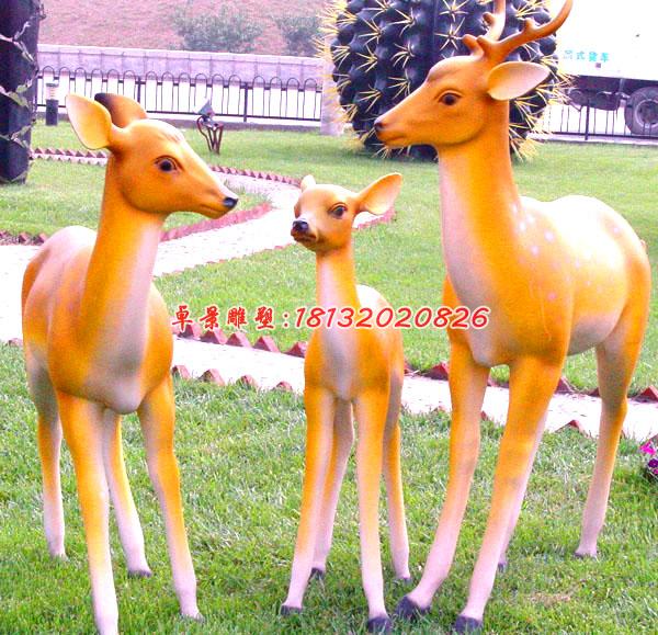 玻璃鋼動物雕塑，公園梅花鹿雕塑