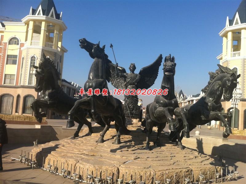 阿波羅戰(zhàn)車雕塑，小區(qū)景觀銅雕 (3)