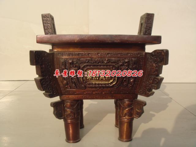 聚財寶鼎雕塑，企業(yè)鼎銅雕