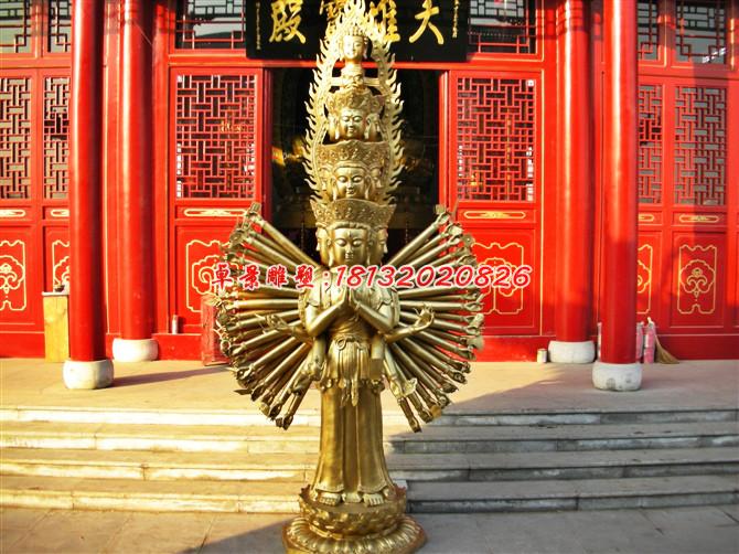 千手觀音銅雕，寺廟佛像雕塑 (1)