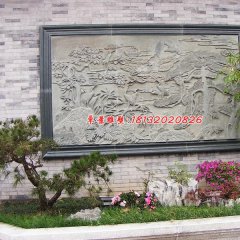 墻上石浮雕，松鶴延年石浮雕