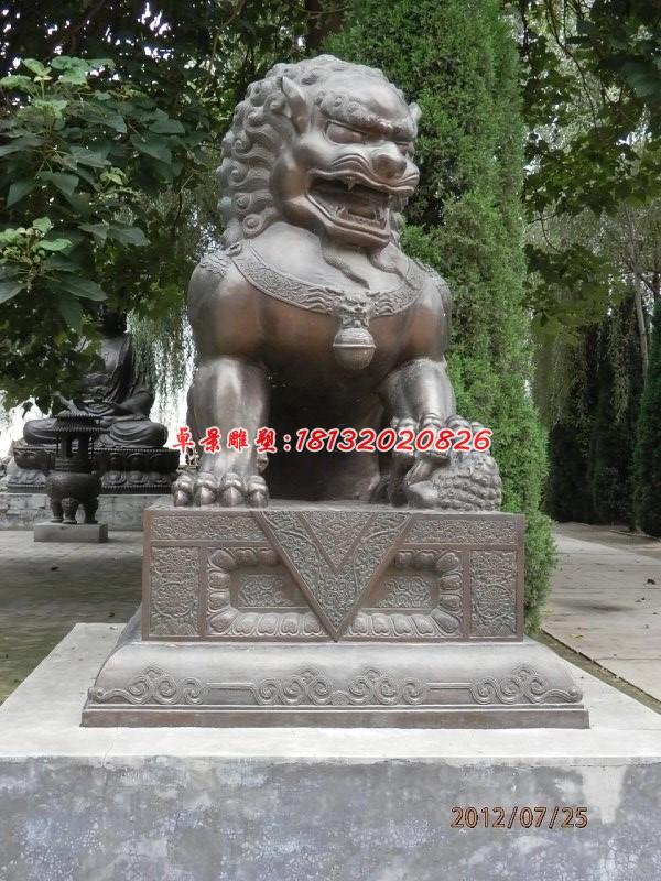 銅雕北京獅，看門獅子雕塑 (1)