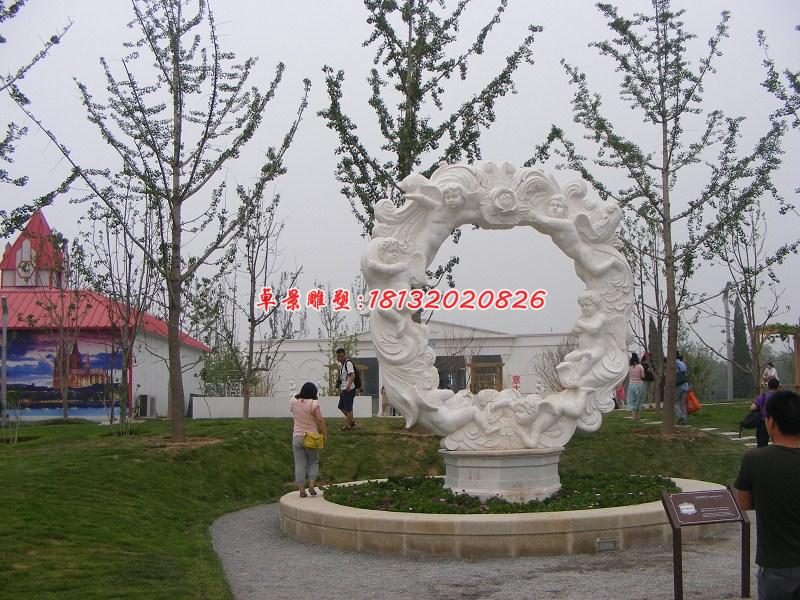 西方小孩石雕，漢白玉景觀石雕