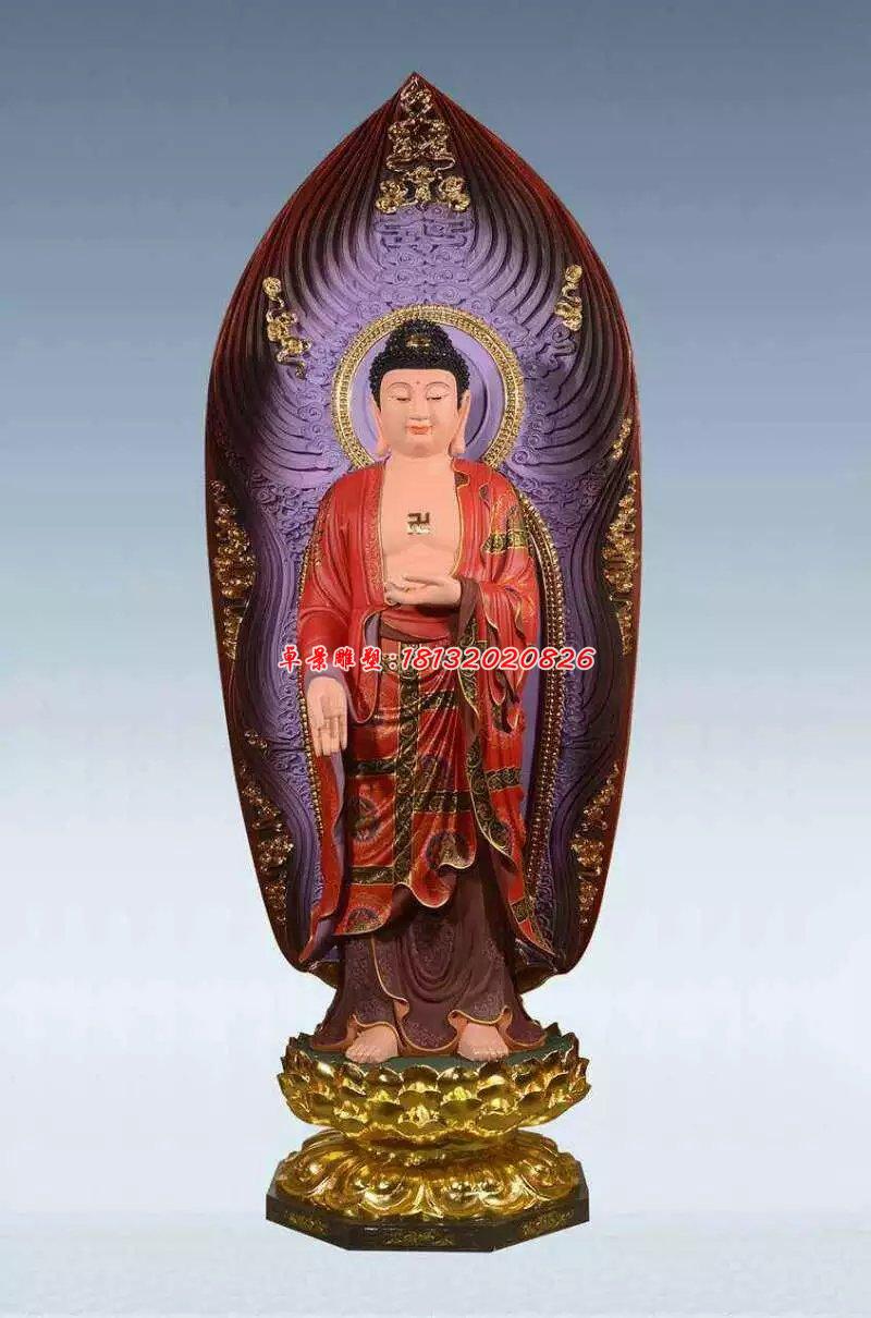 彩繪佛像雕塑，銅雕東方三圣 (2)
