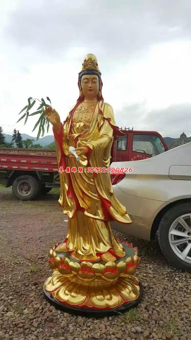 貼金佛像雕塑，西方三圣銅雕 (1)