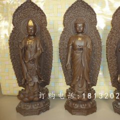 東方三圣銅雕，鑄銅東方三圣雕塑，西方三圣銅雕