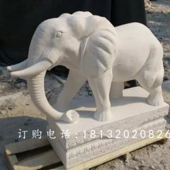 大象石雕，漢白玉大象雕塑，石雕大象