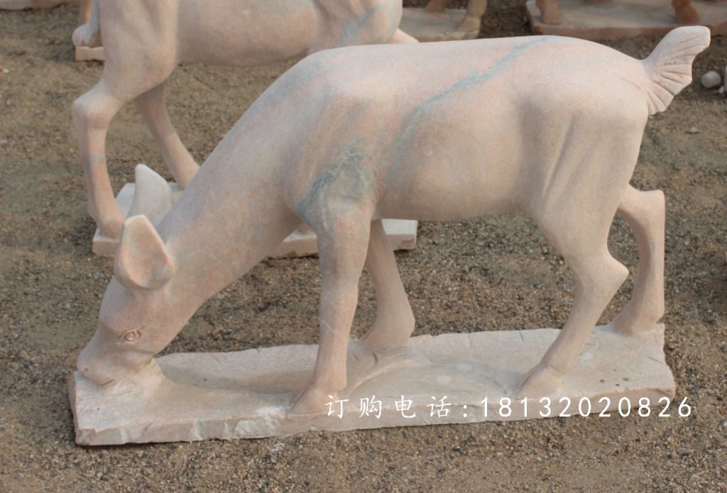 小鹿石雕，晚霞紅小鹿石雕 (2)