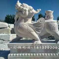 貔貅石雕，漢白玉貔貅雕塑，神獸石雕