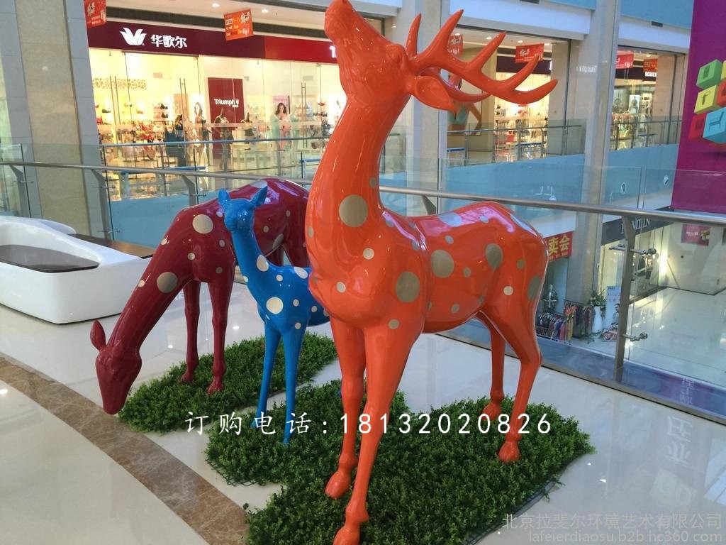 玻璃鋼小鹿雕塑，商場玻璃鋼小鹿雕塑