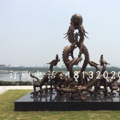 九龍戲珠銅雕，九龍銅雕，廣場龍雕塑