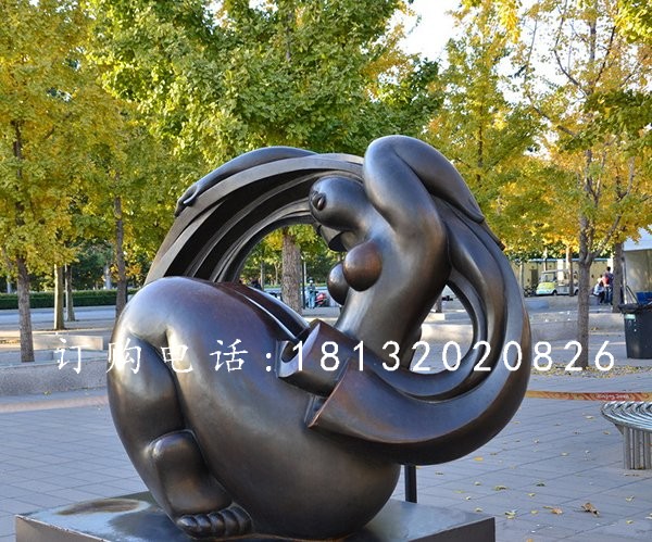 抽象女人銅雕，公園抽象人物銅雕