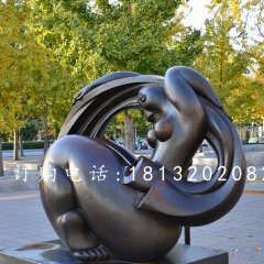 抽象女人銅雕，公園抽象人物銅雕