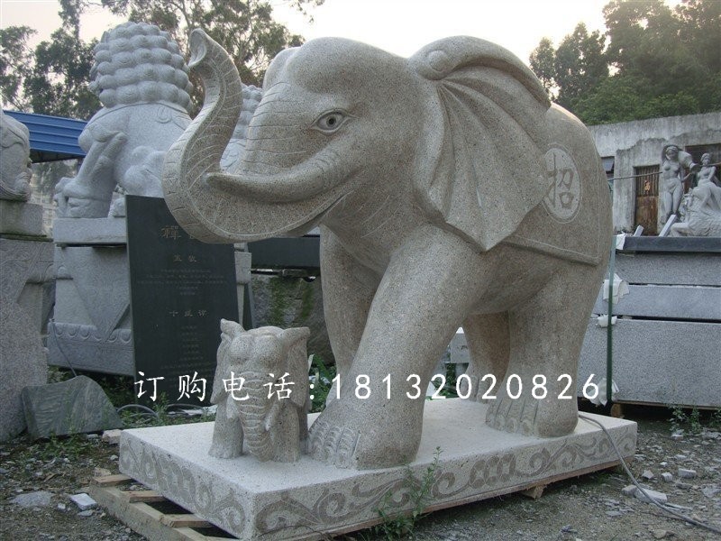 大象石雕，大理石大象雕塑 (8)