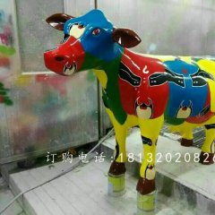 玻璃鋼小牛，彩繪玻璃鋼動物雕塑