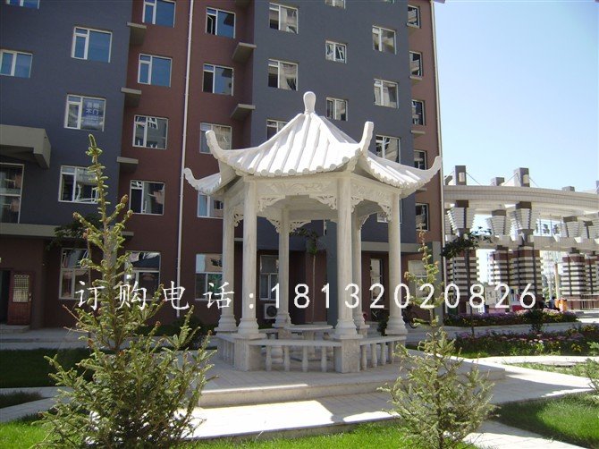 漢白玉石雕涼亭，小區(qū)石涼亭雕塑 (3)