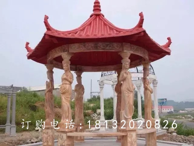 石雕涼亭，公園景觀雕塑 (7)