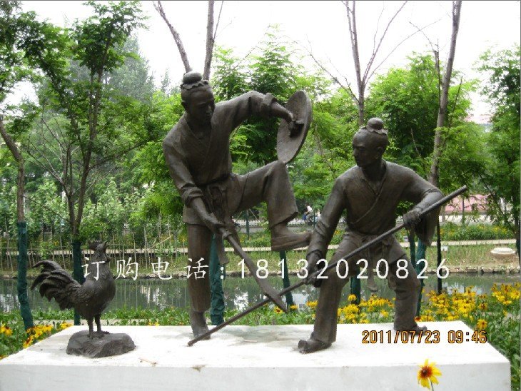 比武銅雕，古代人物銅雕