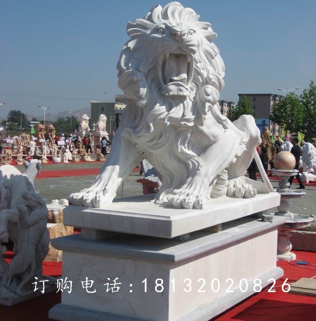 石雕獅子，石雕動物雕塑 (2)