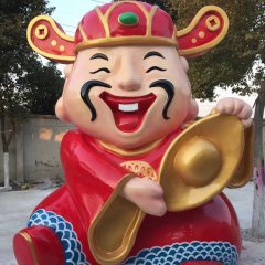 玻璃鋼卡通財(cái)神，卡通玻璃鋼雕塑