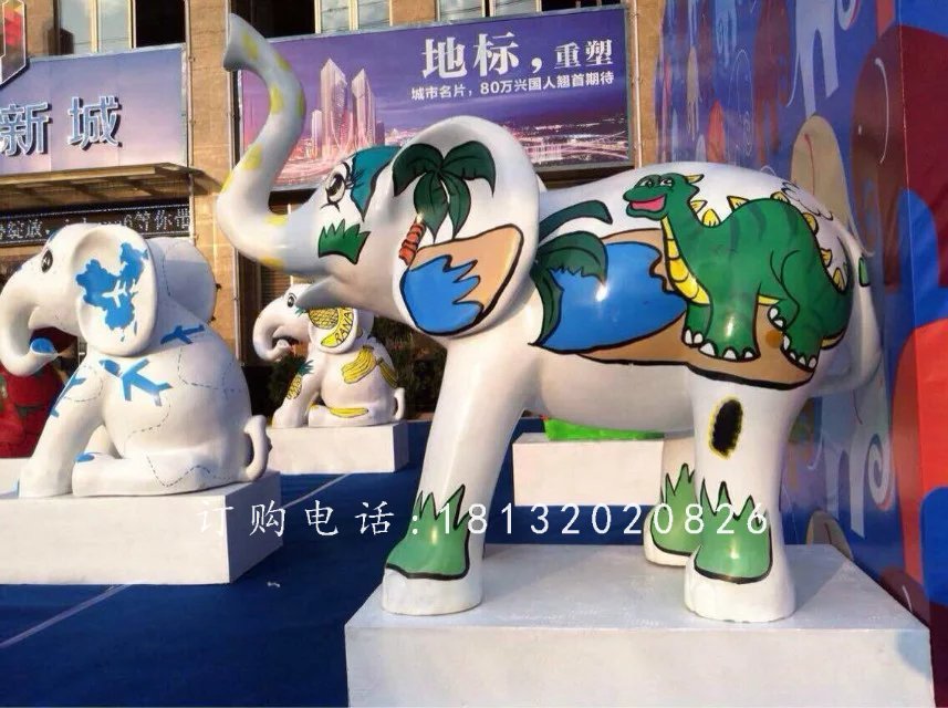 玻璃鋼大象,玻璃鋼彩繪動(dòng)物雕塑