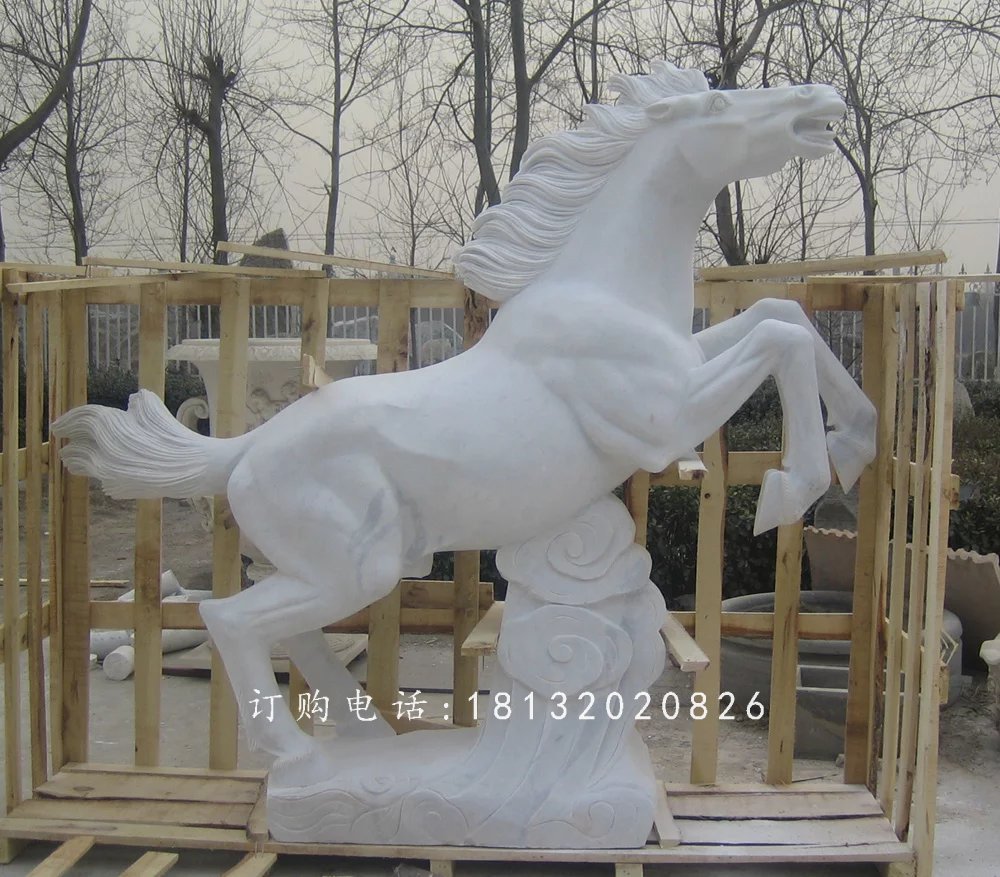漢白玉石雕馬，廣場石馬雕塑 (1)