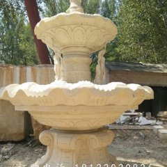 兩層噴泉石雕，砂巖噴泉雕塑