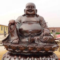 大肚彌勒佛銅雕，紫銅佛像雕塑