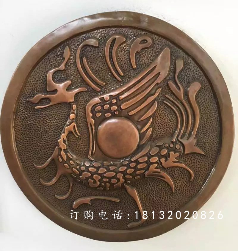 黃銅浮雕，古代神獸銅浮雕