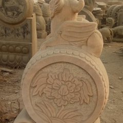 門墩石雕，晚霞紅抱鼓石