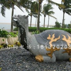 大理石龍龜?shù)袼?，古代神獸石雕