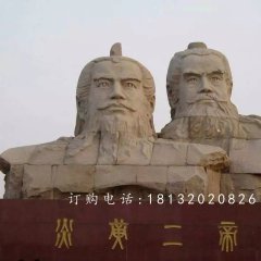 廣場(chǎng)古人石雕，炎黃二帝石雕