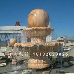 風(fēng)水球噴泉石雕，晚霞紅噴水球