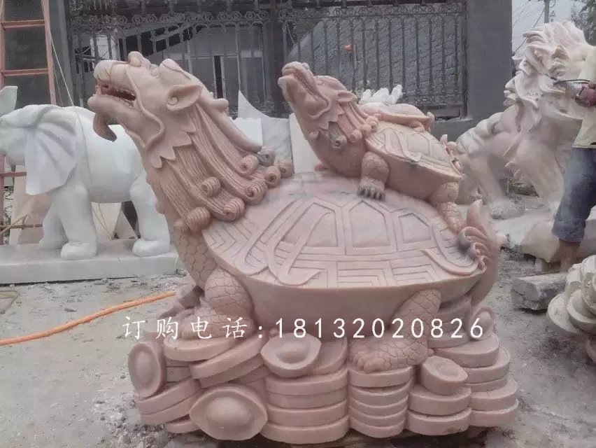 母子龍龜石雕，招財(cái)動(dòng)物石雕
