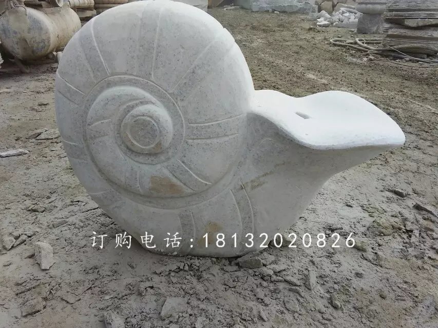 大理石蝸牛動(dòng)物雕塑，蝸牛石雕 (2)