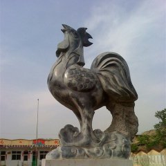 仿古公雞石雕，公園動物石雕