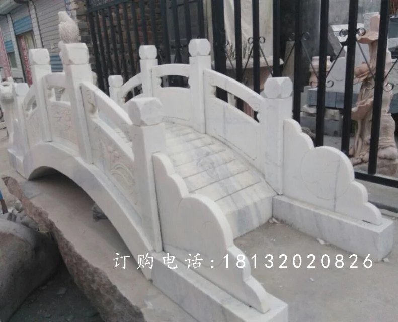 漢白玉小橋石雕，石拱橋雕塑 (1)