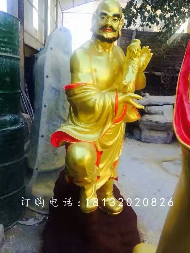 十八羅漢雕塑，玻璃鋼貼金羅漢 (1)