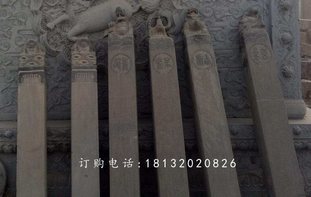 青石拴馬柱雕塑，仿古拴馬柱石雕