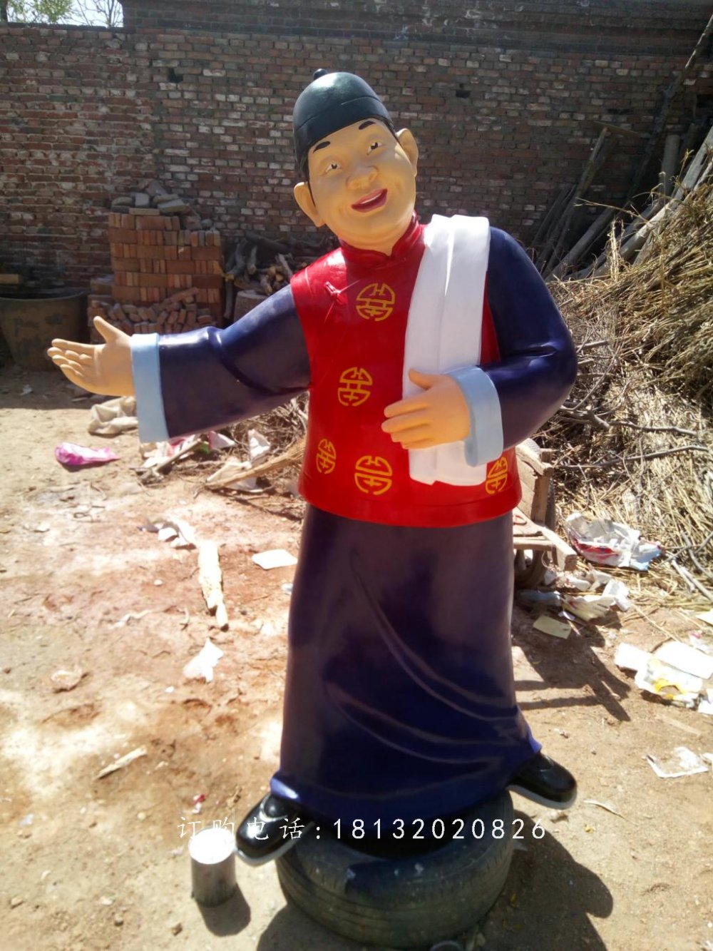 店小二雕塑，玻璃鋼人物雕塑 (2)