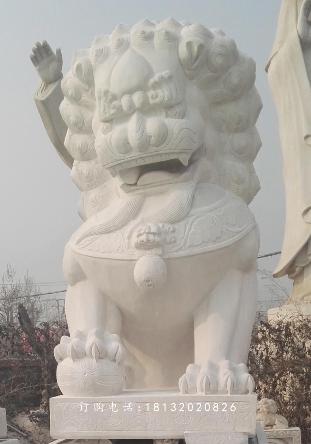 漢白玉獅子雕塑，漢白玉北京獅子 (2)