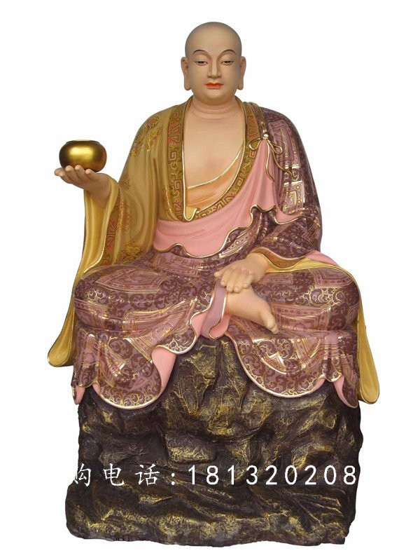 坐式佛像雕塑，玻璃鋼十八羅漢 (4)