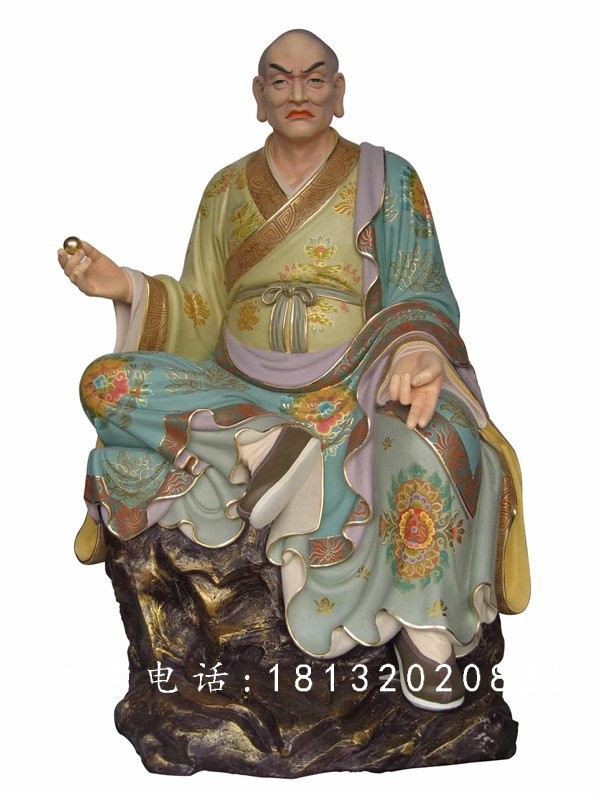 坐式佛像雕塑，玻璃鋼十八羅漢 (3)