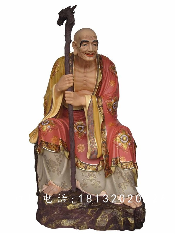 坐式佛像雕塑，玻璃鋼十八羅漢 (7)