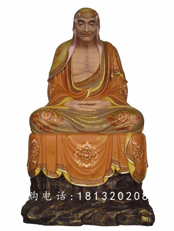 坐式佛像雕塑，玻璃鋼十八羅漢 (8)
