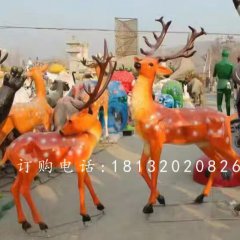 玻璃鋼梅花鹿，公園仿真動(dòng)物雕塑