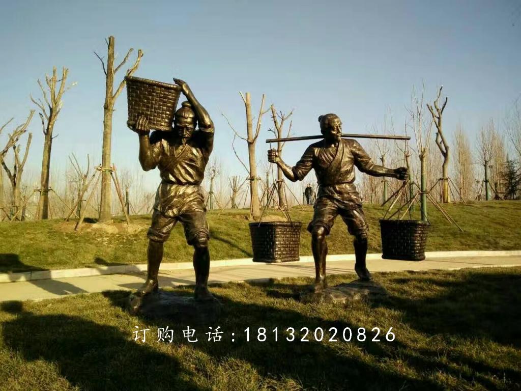 做農活人物銅雕，公園人物雕塑 (3)