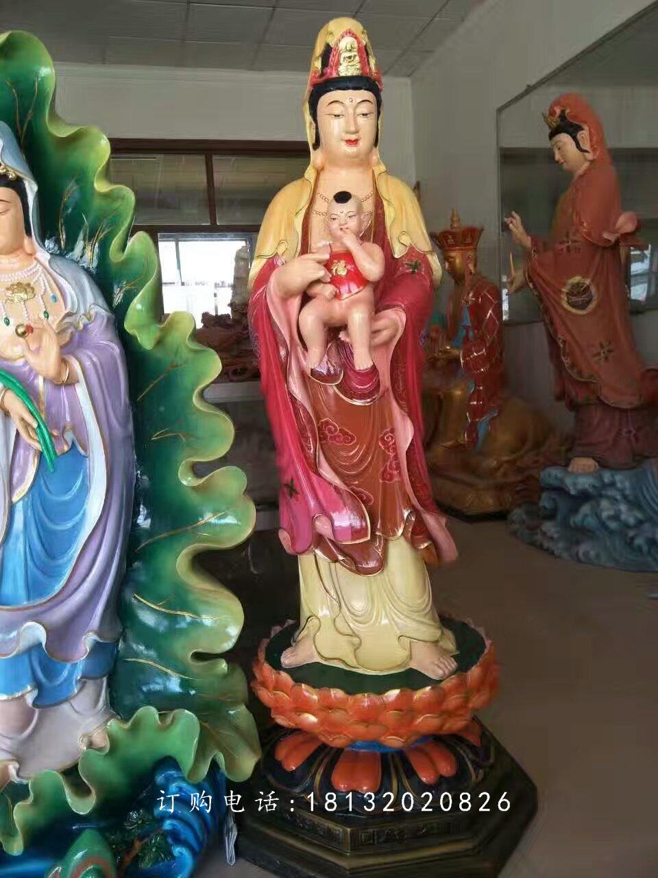 送子觀音雕塑，玻璃鋼觀音菩薩